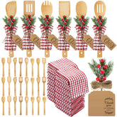 Funnymoom utensilios navideños, cucharas de bambú para cocinar con estilo y facilidad