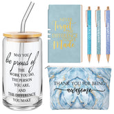 Vaso motivacional 17oz azul Funnymoom con tapa y pajilla para agradecer a colegas
