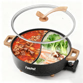 FunPot Olla eléctrica de dos compartimentos, ideal para servir comidas en grupo.