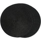 Manteles FunWheat redondos trenzados de 15 pulgadas, negro, 6 piezas, protección con estilo para la mesa.