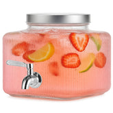 Dispensador FUREEY 1 galón con grifo de acero inoxidable para servir bebidas.