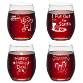 Copa de vino Futtumy navideña sin tallo con cuatro patrones diferentes, regalo festivo
