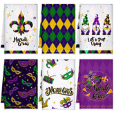 FuWeave Mardi Gras toallas cocina: juego de 6 toallas útiles para secar y decorar