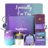 Calcetines Fyroax Sagitario en gradiente azul-violeta para comodidad diaria.
