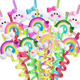 Pajitas arcoiris con nubes de FZR Legend, ideales para fiestas infantiles.