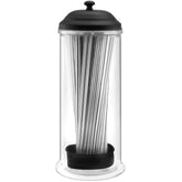 Dispensador de pajillas con tapa de acero inoxidable de GADGETWIZ, acceso rápido en la encimera.