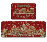 Alfombra navideña de cocina GAGEC Gingerbread para 17x27, ideal para entrada con alto tráfico.