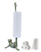 Gardmate porta-rollos Rana dorada-verde, vista frontal: añade encanto decorativo y acceso cómodo al papel.