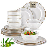 GBHOME vajilla cerámica 24 piezas con relieve para mesa elegante