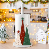 Geelin porta-papel navidad árbol madera, decoración festiva para cocina o baño.