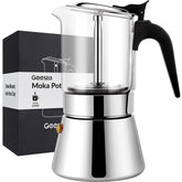 Geesta cafetera moka con tapa de vidrio cristal, ideal para espresso en casa