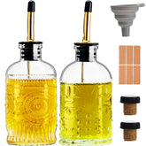 Gegewawa dispensador de aceite en vidrio con espita de metal para vertidos precisos.