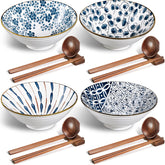 Cuencos Geiserailie para ramen con 4 patrones diferentes para servir platos abundantes