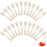 Geiserailie cucharas de nácar para caviar con mango redondo, presentación elegante y delicada