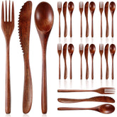 Geiserailie cucharas de madera, acabado suave, ideales para comidas diarias sin dañar platos