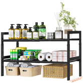 GEMWON organizador bajo fregadero, dos niveles, vista general con estructura estable.