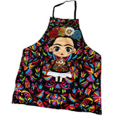 Delantal genérico Otomi con diseño mexicano frente, perfecto para cocinar con estilo.