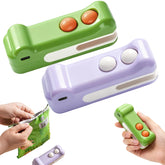 Generic sellador 2 en 1 con corte e imán verde, ideal para snacks y almacenamiento.
