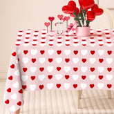 Mantel Genérico Día de San Valentín con corazones rojos y blancos para una mesa romántica