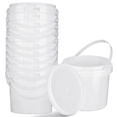 Cubo plástico blanco Gerrii con tapa y asa, ideal para almacenamiento de alimentos.