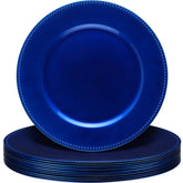Gerrii platos cargadores con abalorios azul océano aportan elegancia a la mesa