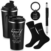 Gerrii Taza termica de acero inoxidable con tapa mantiene bebidas a temperatura.