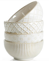 Cuenco getstar cerámico con relieve en patrones, ideal para postres.