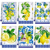 Geyoga toallas de cocina limón azul blanco, set de seis, absorbentes para secar y limpiar.