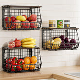 GGIU cesta de alambre para cocina montada en pared, ahorro de espacio.