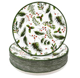 Gift Boutique plato navidad verde con bayas rojas y pino, ideal para buffet festivo.