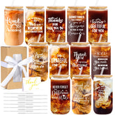 GiftPioneer vaso de vidrio en forma de lata con tapa y sorbete, práctico para bebidas diarias