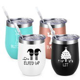 Vaso de vino Gingrous 12 onzas, conjunto navideño multicolor para fiestas.