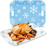 Bandejas gisgfim invierno azul blanco rectangulares para servir aperitivos.