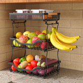 Giwil tres niveles fruta malla para mostrador, organización eficiente de frutas