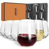 Vaso de vino sin tallo Glazvia, 15 onzas, ideal para cenas y brindis.