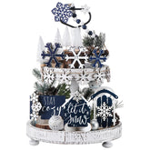 GlikCeil 19 piezas: decoración para bandeja escalonada con copos de nieve, embellece tu mesa.