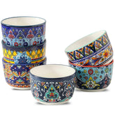Glowworm ramequines 8 oz con arte bohemio para presentaciones elegantes