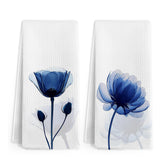 Toalla de mano Gnmduw azul floral para secar manos en la cocina con microfibra suave