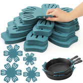 Goaste protectores de sarten 24 pack en color cian para apilar sin rayaduras.