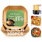 GOFFUGT papel-desechable para airfryer cuadrado 6,3 pulgadas evita salpicaduras y facilita la limpieza.