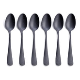 Cuchara para postre GoGeiLi de acabado mate negro, ideal para postres elegantes.