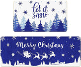 GOLDGAO alfombra de cocina azul con copos de nieve, anti deslizante para mayor seguridad.