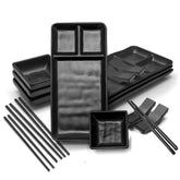 Goliber set sushi: plato rectangular negro para presentación elegante de sushi.