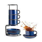 Tazas espresso Gomakren 2.5oz, juego de 4, ideal para espresso en casa