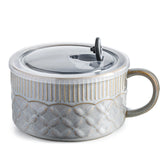 Gomakren tazón de sopa con asa gris 39oz ideal para porciones generosas.