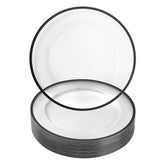 Goodluck placas de cargador 12 pulgadas transparentes con borde negro para una mesa elegante