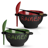 Goodscious tazón ramen rojo y verde, porciones generosas para casa