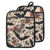 Guante para horno GOOZHO bat floral con bolsillo, protege las manos al manipular ollas calientes.