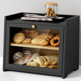 Goozii caja pan negra frente: conserva frescura del pan casero.
