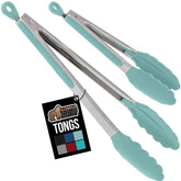 Pinzas Gorilla Grip en acero inoxidable de 7 pulgadas para agarrar ingredientes con precisión.